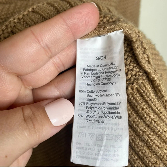 J. Crew Factory Tan Wool Blend Classic Crewneck Sweater Size Small - Picture 10 of 11